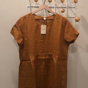 Georgina 100% Linen Swing Dress in Caramel